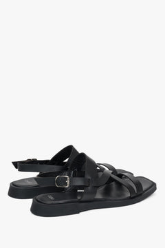 Schwarze Damen Sandalen aus Leder mit feinen Riemchen Estro ER00117387