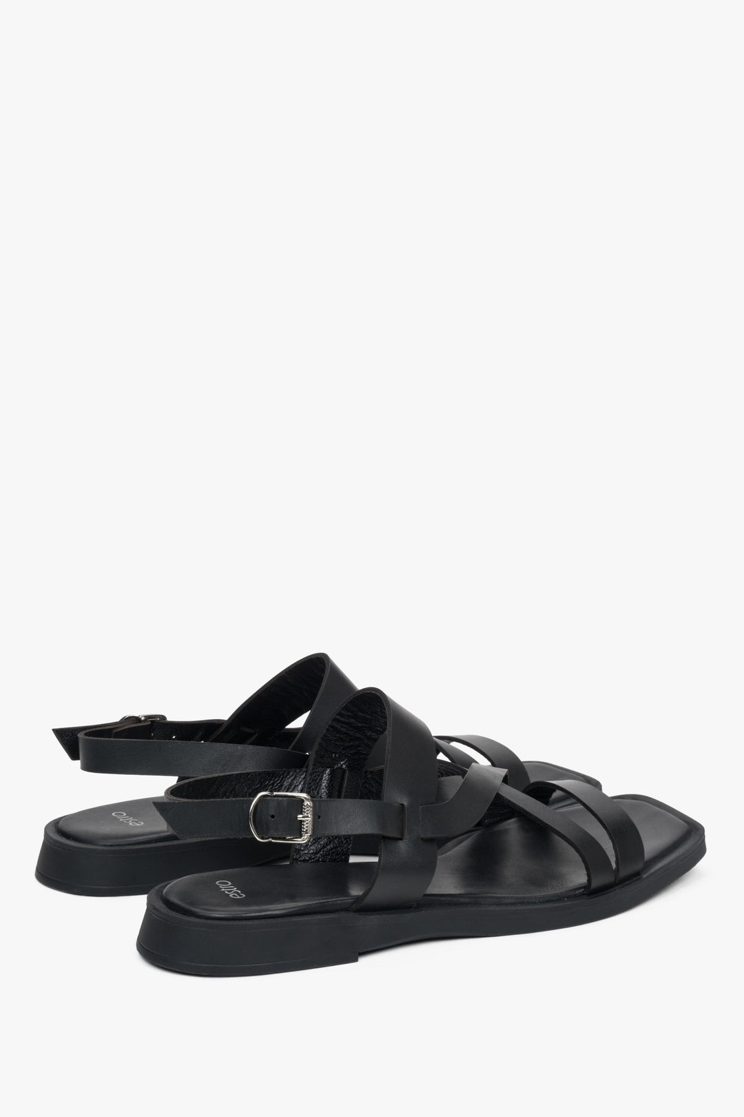 Schwarze Damen Sandalen aus Leder mit feinen Riemchen Estro ER00117387
