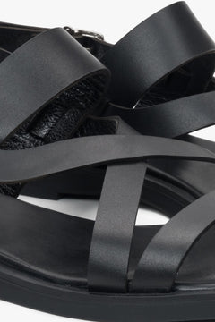 Schwarze Damen Sandalen aus Leder mit feinen Riemchen Estro ER00117387