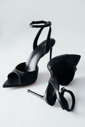 Schwarze Damen-Sandalen aus Echtleder mit Stilettoabsatz Estro ER00119475