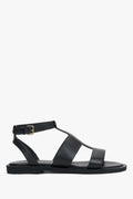 Schwarze Damen-Sandalen aus Echtleder mit breiten Riemen