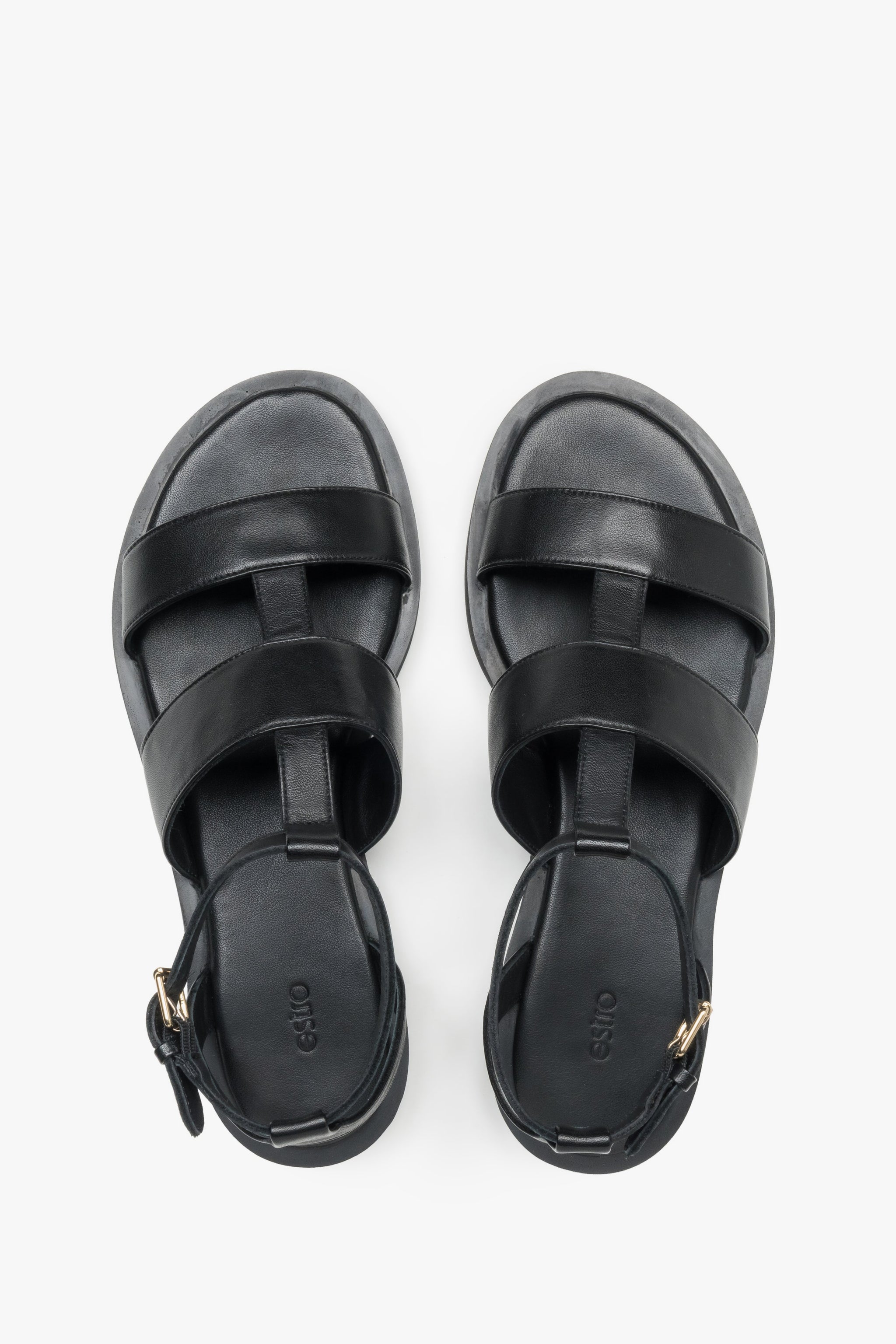 Schwarze Sandalen aus Echtleder von oben