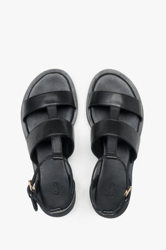 Schwarze Sandalen aus Echtleder von oben