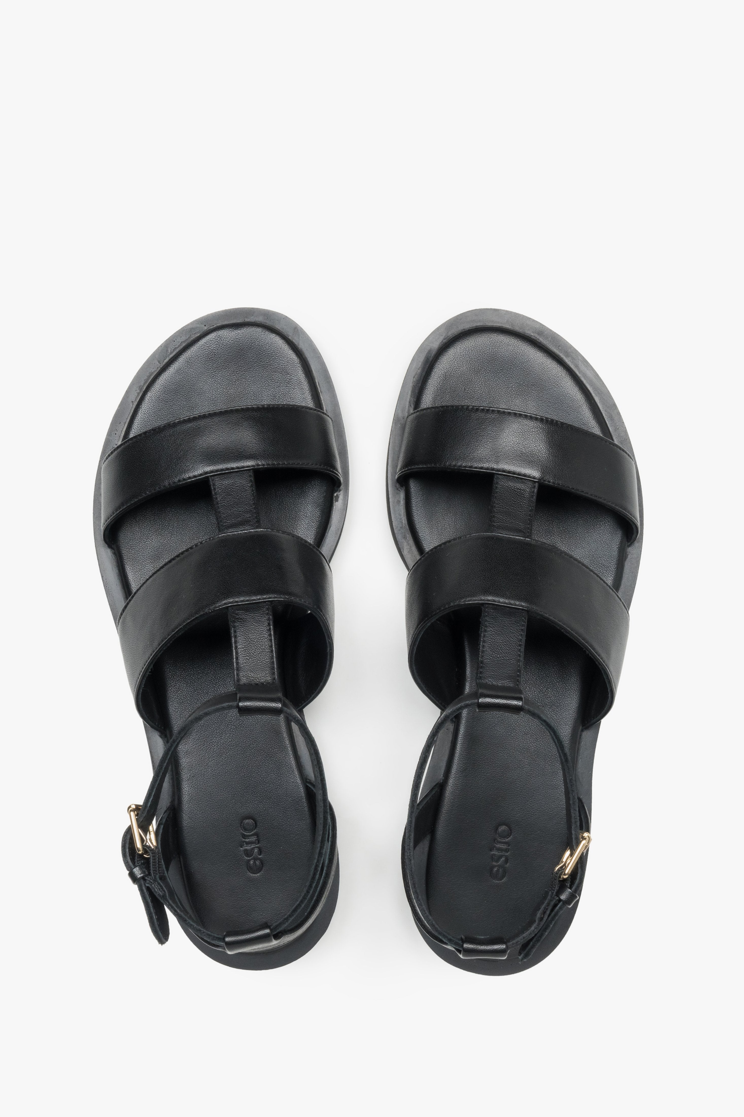 Schwarze Sandalen aus Echtleder von oben