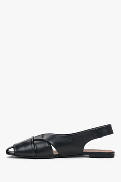 Linke Ansicht der schwarzen Slingback-Sandalen aus Naturleder