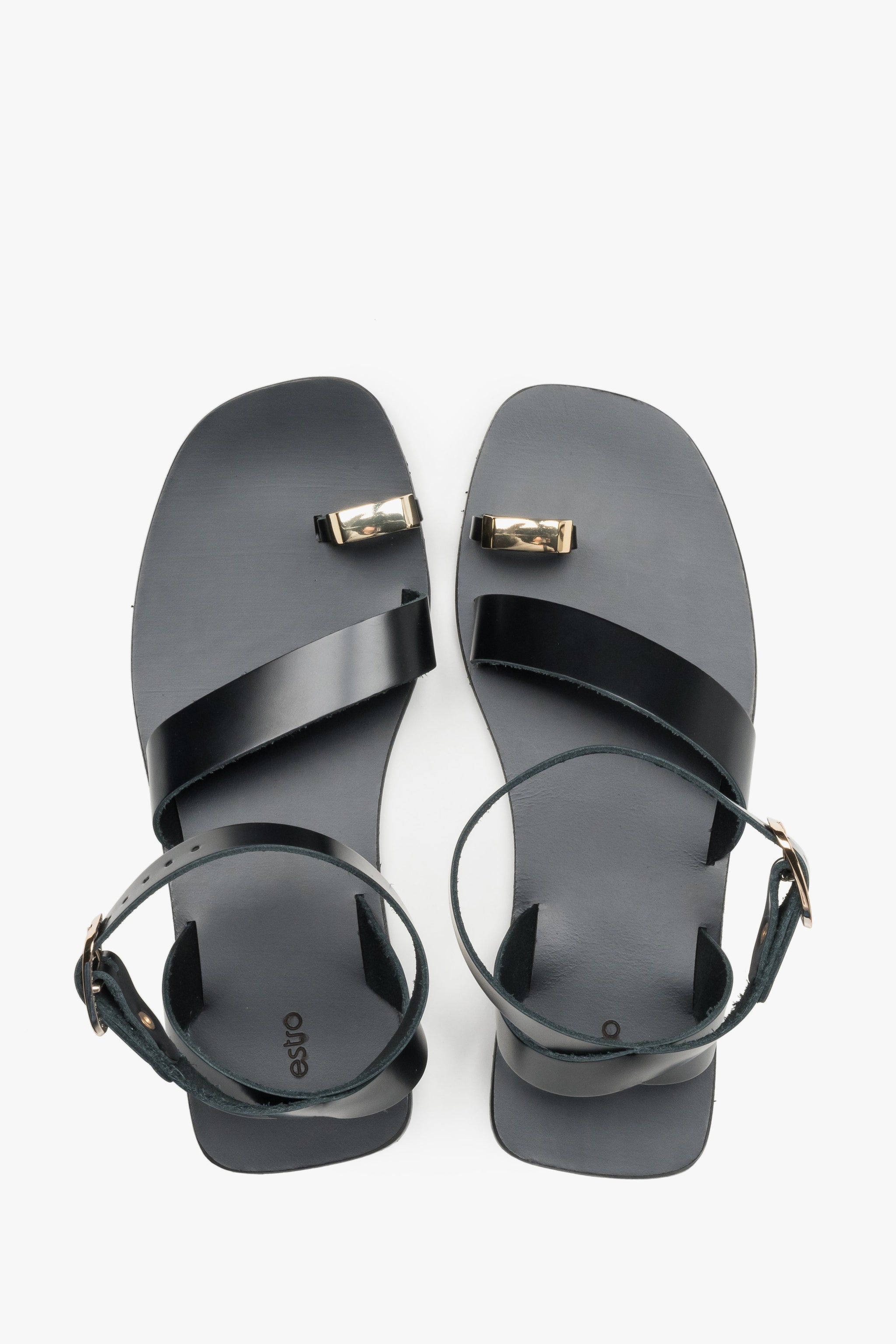 Schwarze Sandalen aus Echtleder von oben