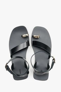 Schwarze Sandalen aus Echtleder von oben