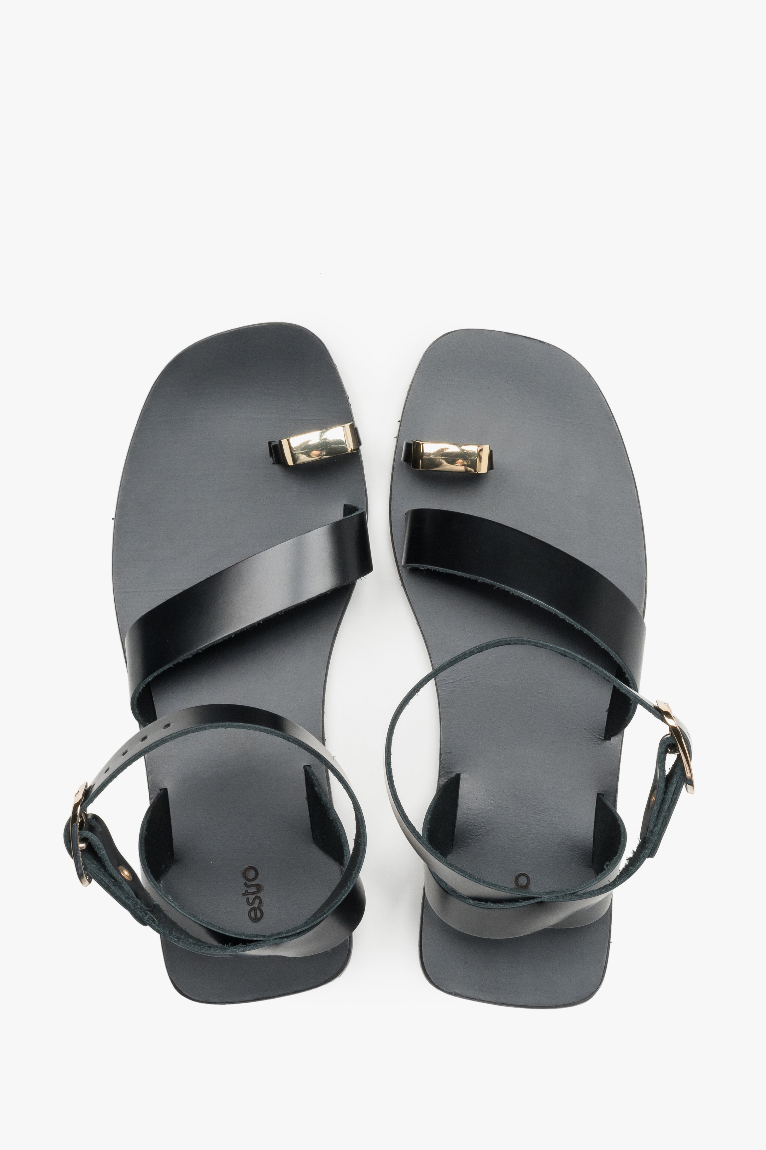 Schwarze Sandalen aus Echtleder von oben