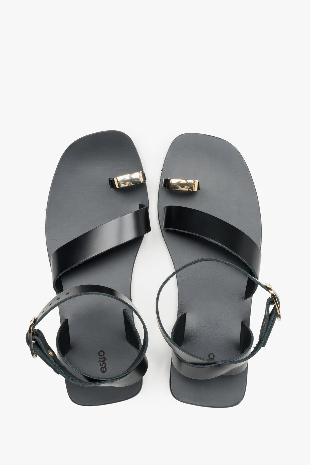 Schwarze Sandalen aus Echtleder von oben