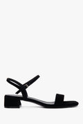 Schwarze Damen-Sandalen aus Naturvelours mit niedrigem Absatz von Estro