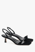 Schwarze Damen-Sandalen aus Velours mit Strass-Schnallen von Estro
