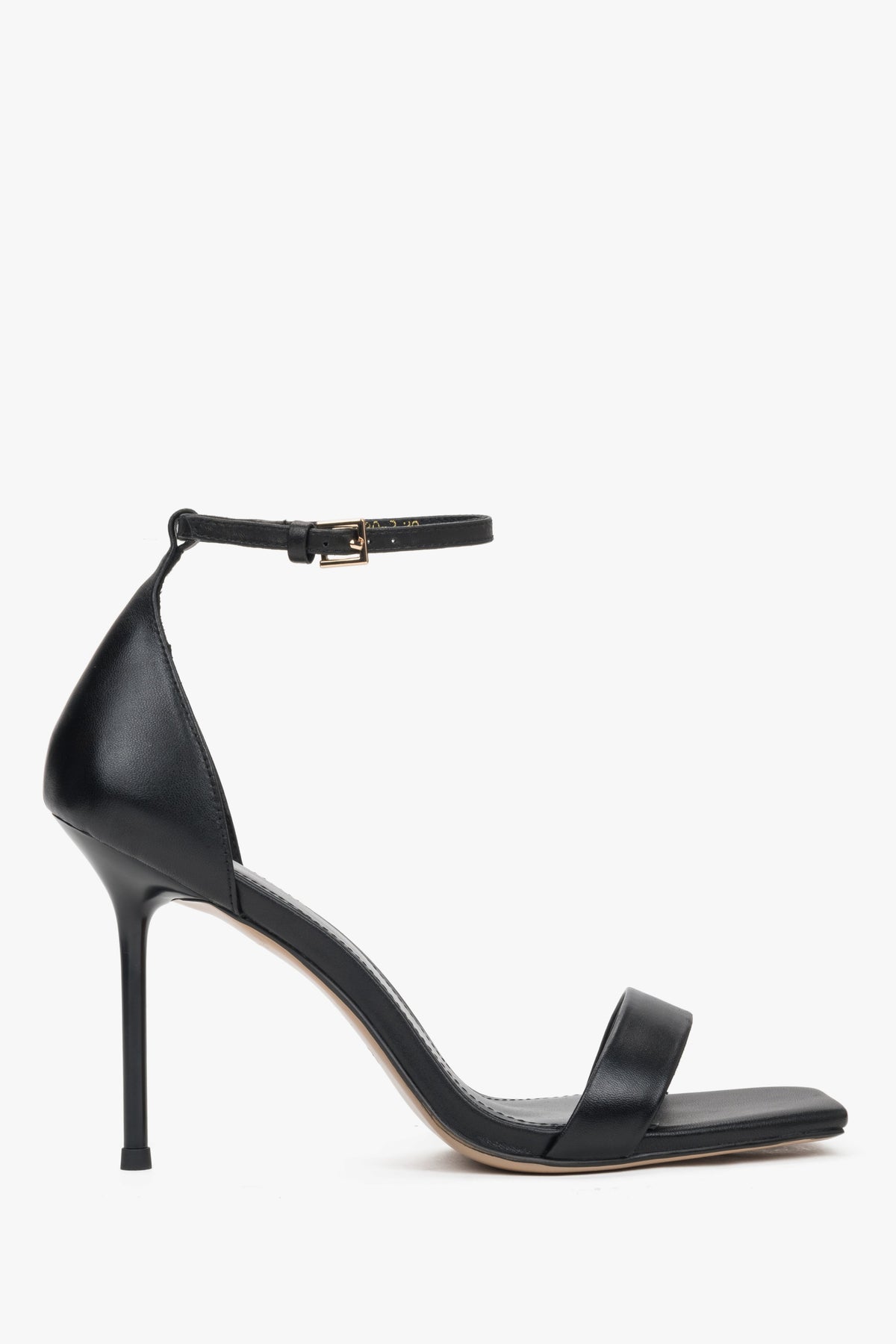 Schwarze Damen-Sandaletten aus Echtleder mit Stilettoabsatz