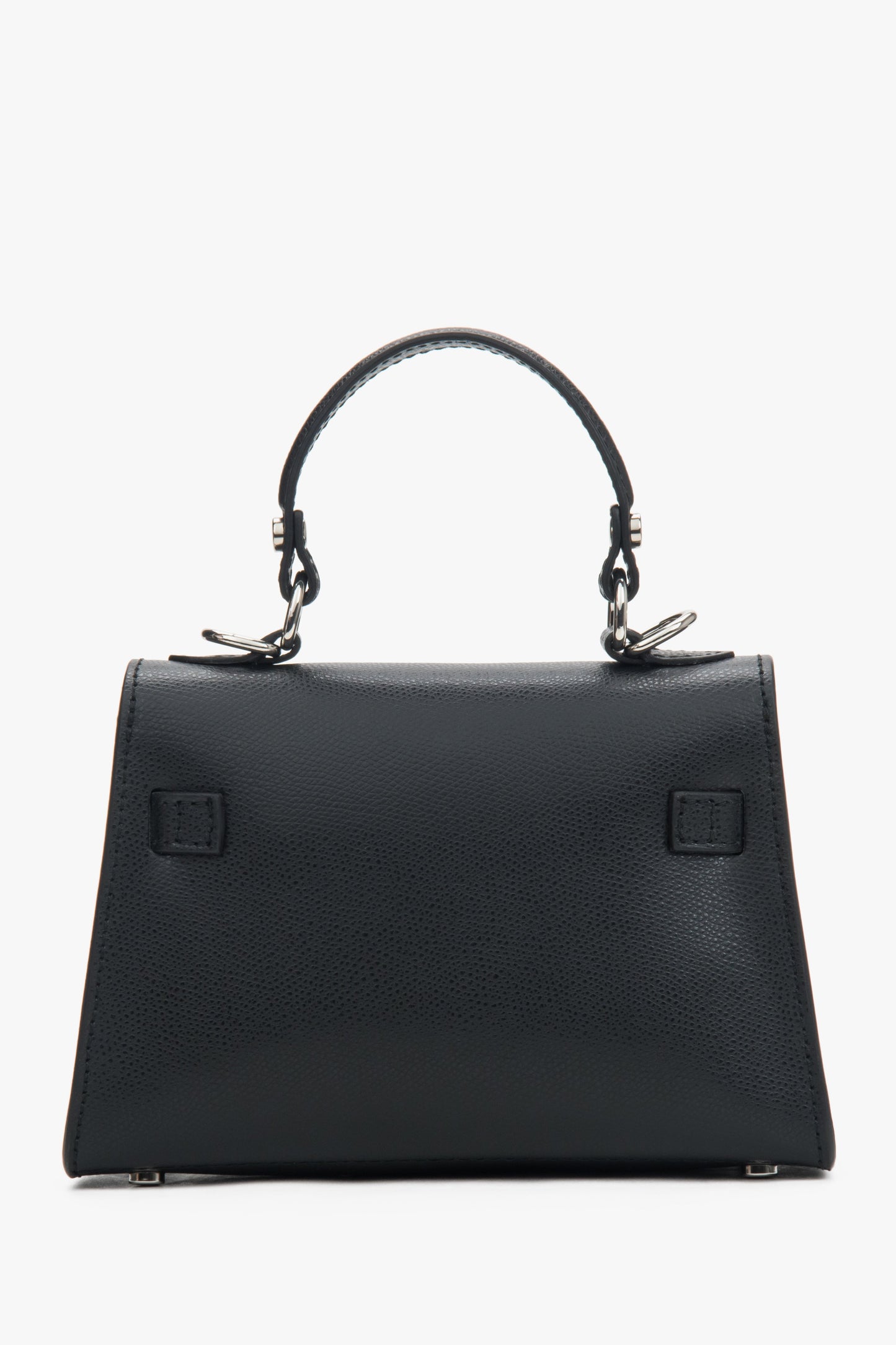 Schwarze Damen-Satchel-Tasche von Estro, gefertigt aus hochwertigem italienischem Echtleder – Rückansicht.