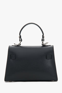 Schwarze Damen-Satchel-Tasche von Estro, gefertigt aus hochwertigem italienischem Echtleder – Rückansicht.