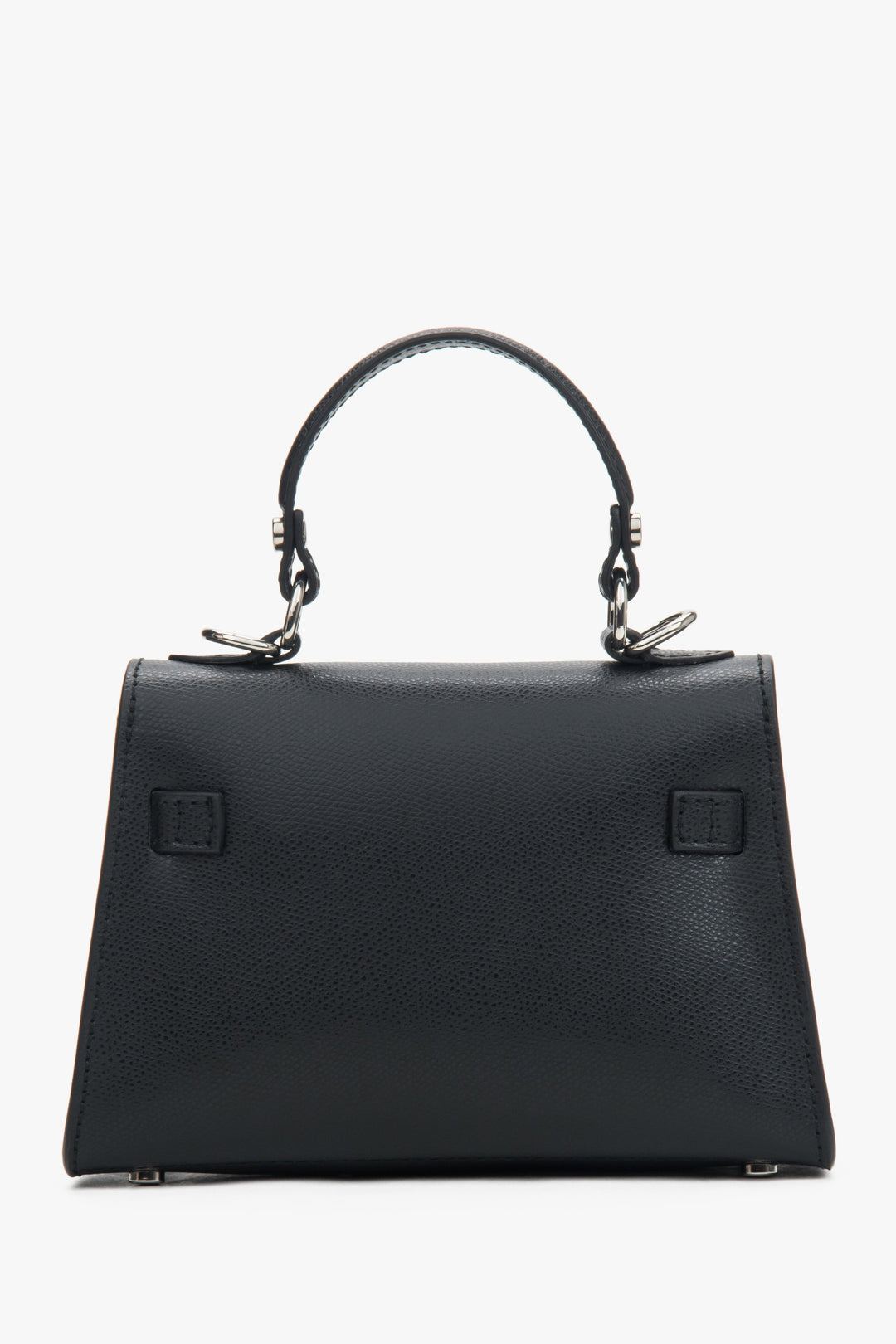 Schwarze Damen-Satchel-Tasche von Estro, gefertigt aus hochwertigem italienischem Echtleder – Rückansicht.