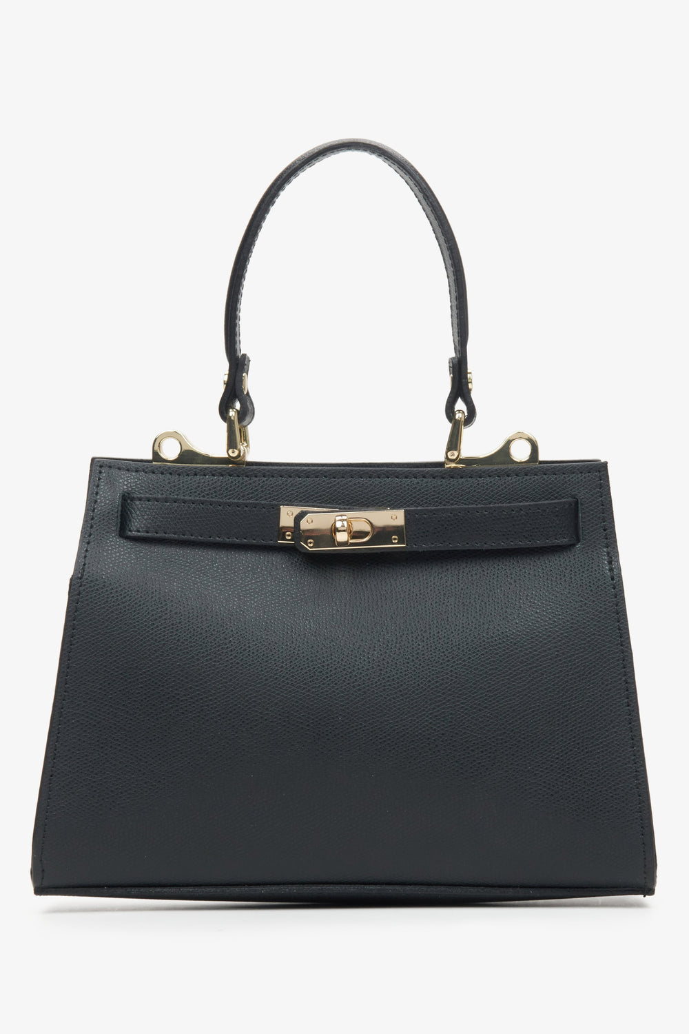 Schwarze Damen-Satchel-Tasche aus edlem italienischem Echtleder Estro ER00115408.