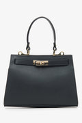 Schwarze Damen-Satchel-Tasche aus edlem italienischem Echtleder Estro ER00115408.