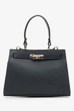 Schwarze Damen-Satchel-Tasche aus edlem italienischem Echtleder Estro ER00115408.