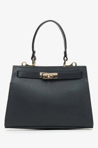 Schwarze Damen-Satchel-Tasche aus edlem italienischem Echtleder Estro ER00115408.