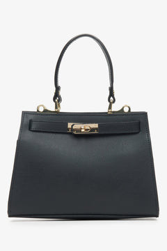 Schwarze Damen-Satchel-Tasche aus edlem italienischem Echtleder Estro ER00115408.