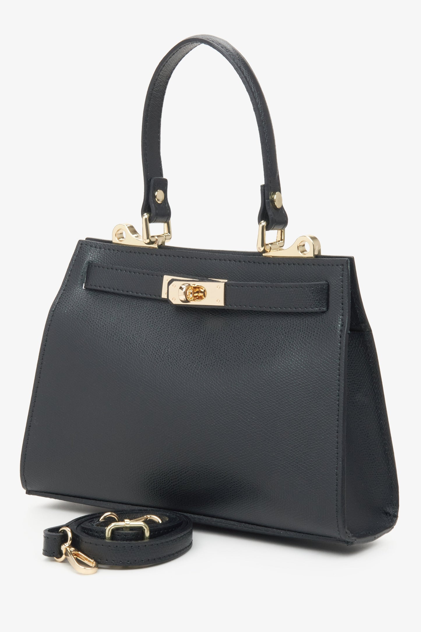 Schwarze Damen-Satchel-Tasche aus edlem italienischem Echtleder Estro ER00115408
