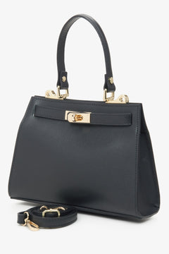 Schwarze Damen-Satchel-Tasche aus edlem italienischem Echtleder Estro ER00115408