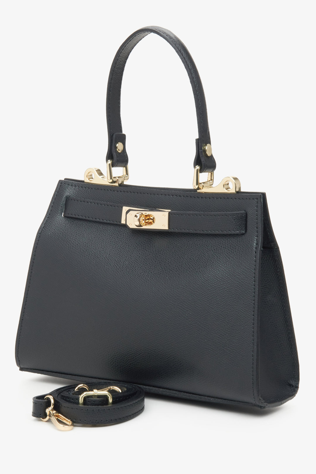 Schwarze Damen-Satchel-Tasche aus edlem italienischem Echtleder Estro ER00115408