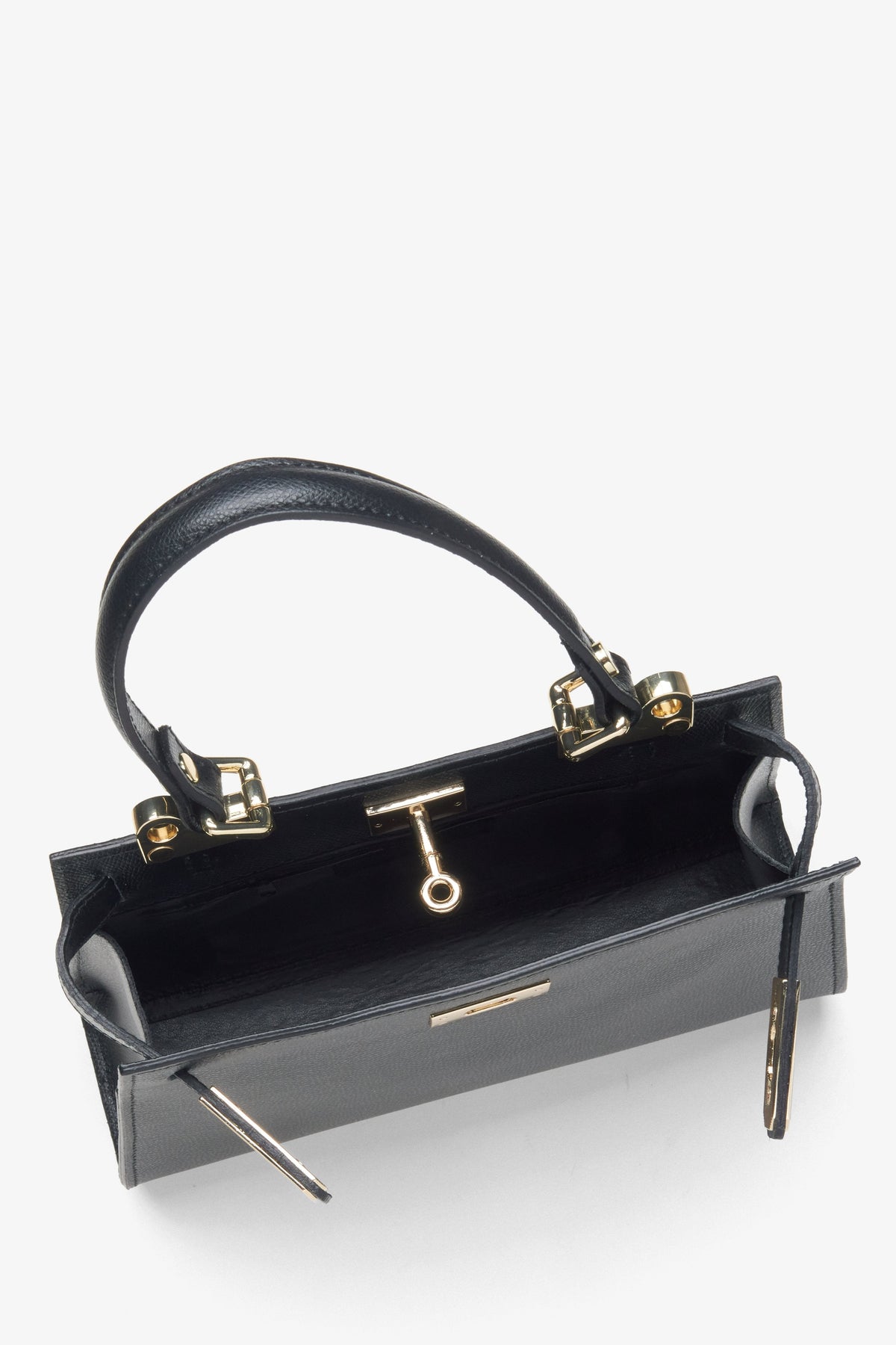 Schwarze Damen-Satchel-Tasche aus edlem italienischem Echtleder Estro ER00115408