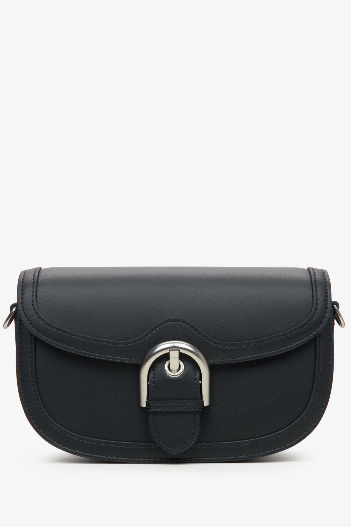 Schwarze Damen-Satteltasche aus echtem Leder Estro ER00115771.