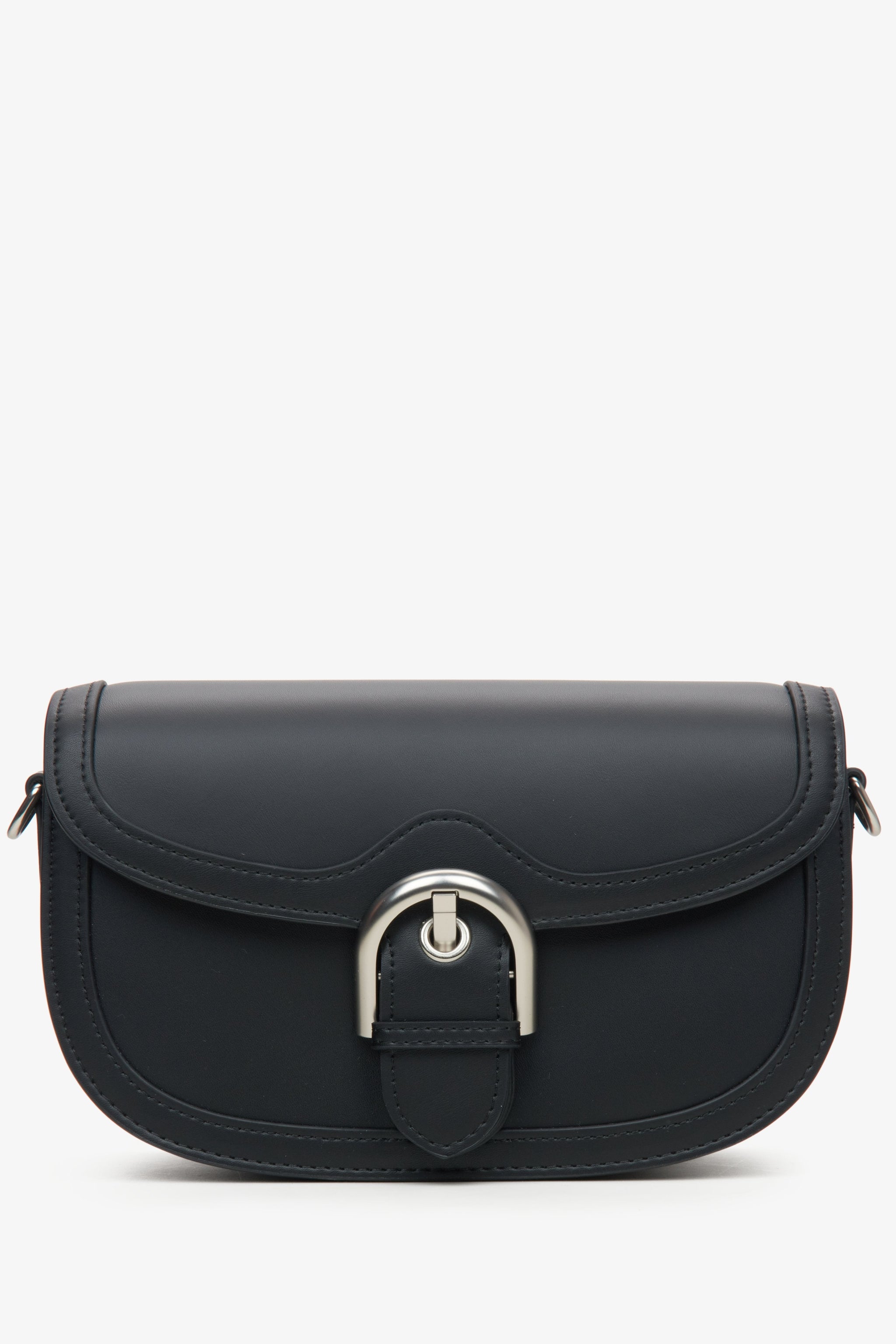 Schwarze Damen-Satteltasche aus echtem Leder Estro ER00115771.