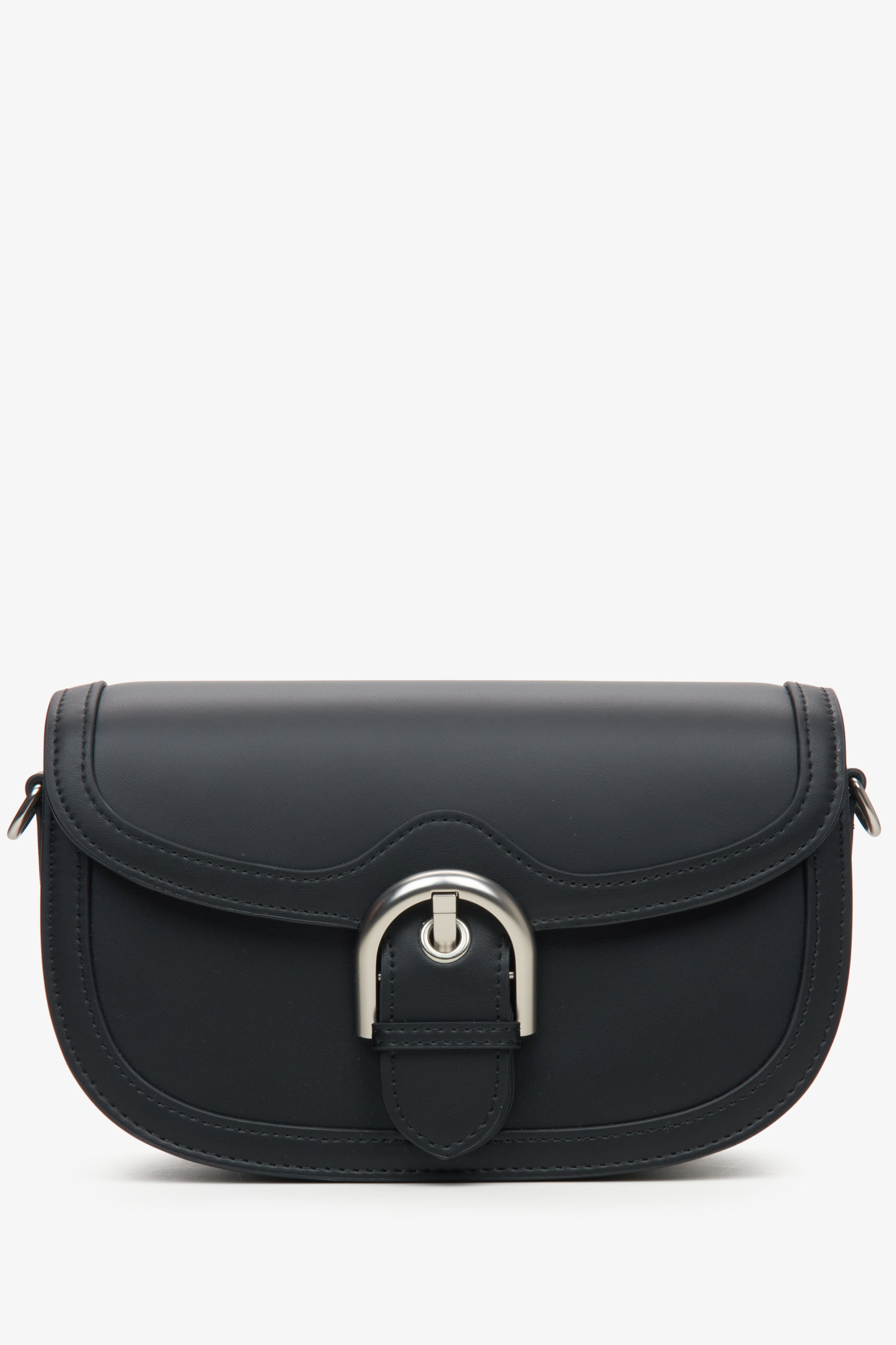 Schwarze Damen-Satteltasche aus echtem Leder Estro ER00115771.