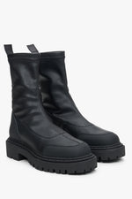 Schwarze Damen-Schlupfstiefelette aus echtem Leder Estro ER00113458.