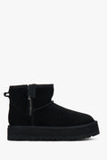 Schwarze Damen-Schneestiefel aus echtem Velours mit warmem Fellfutter Estro ER00117595.
