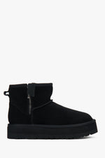 Schwarze Damen-Schneestiefel aus echtem Velours mit warmem Fellfutter Estro ER00117595.