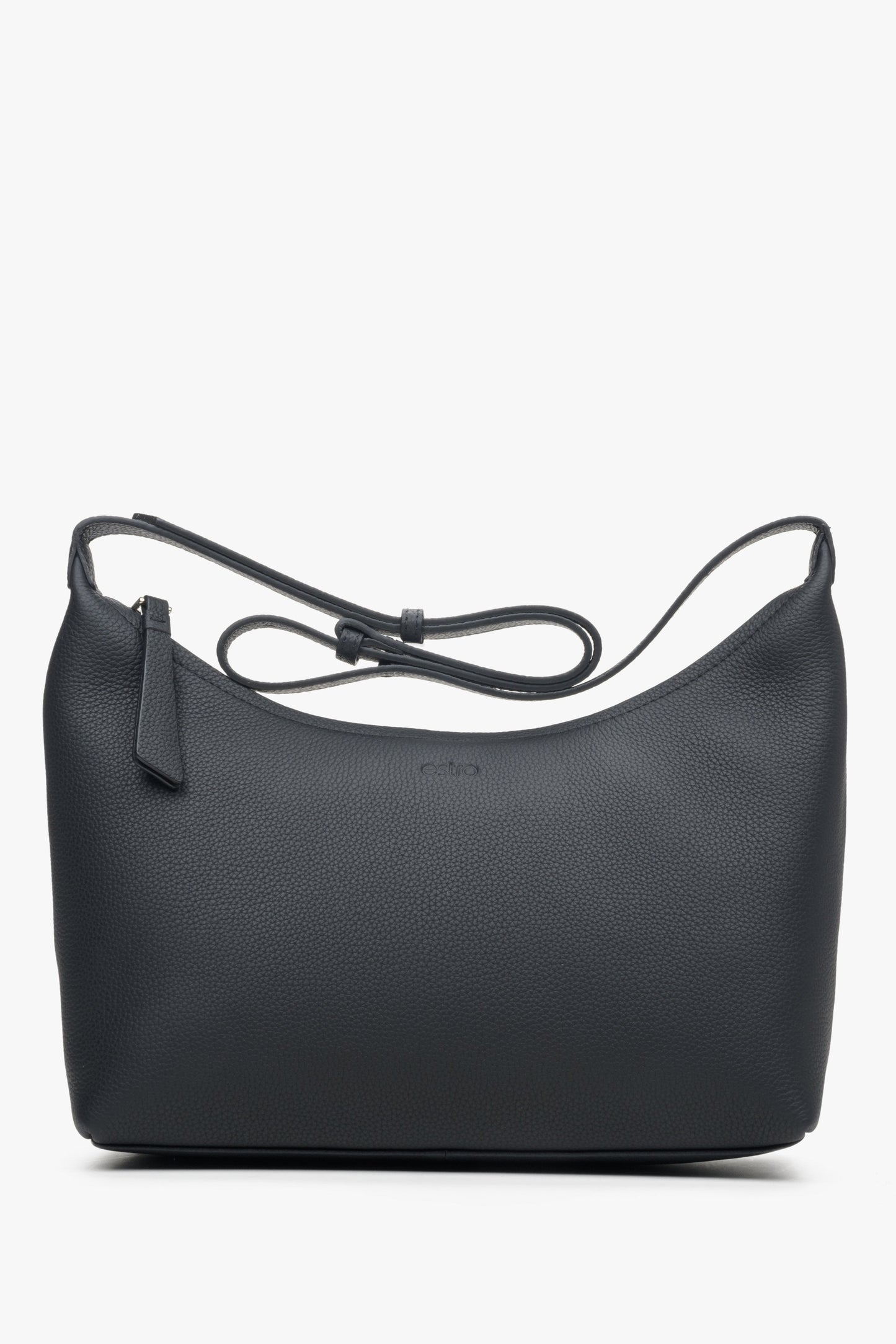 Schwarze Damen-Schultertasche aus echtem Leder Estro ER00113901.