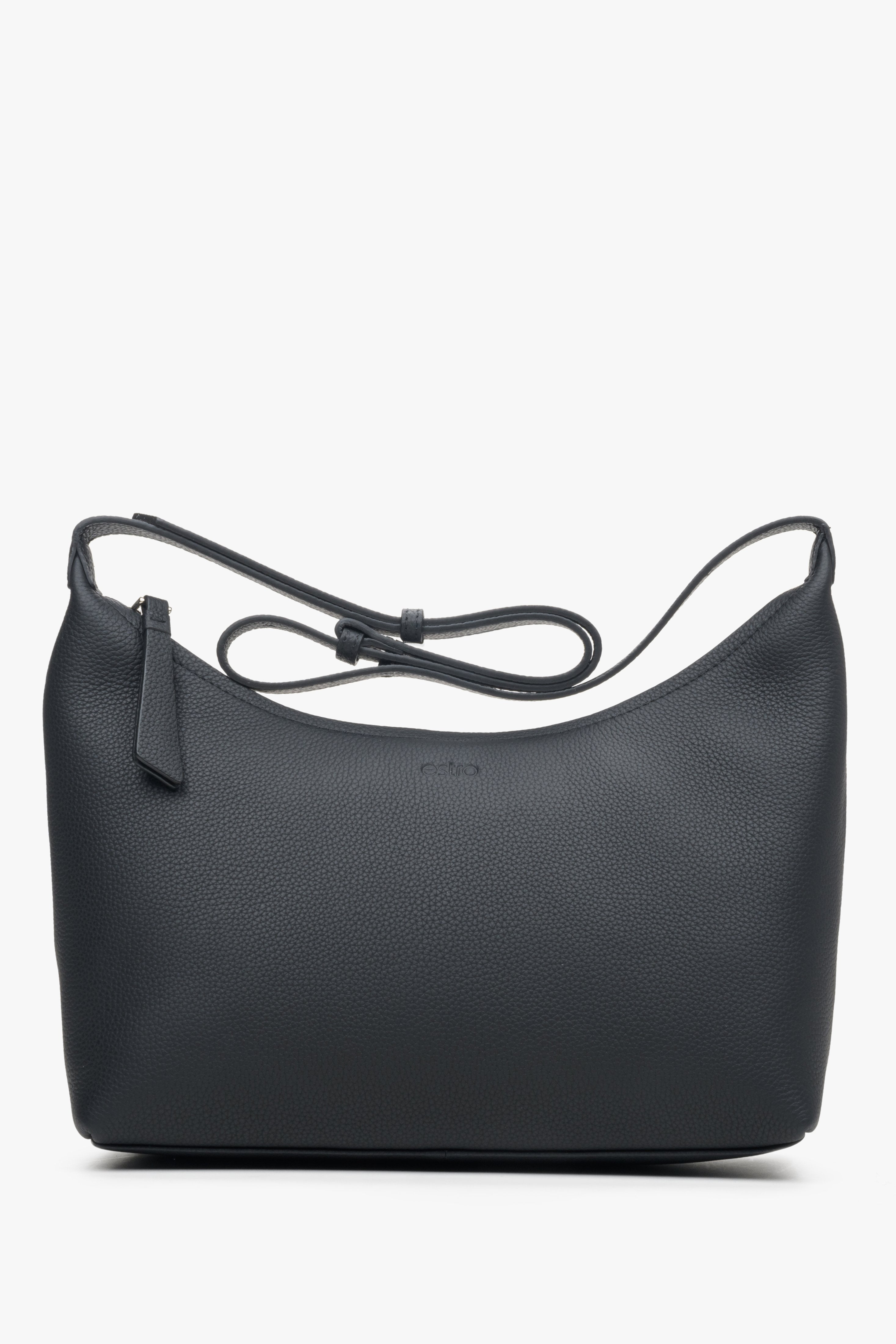 Schwarze Damen-Schultertasche aus echtem Leder Estro ER00113901.