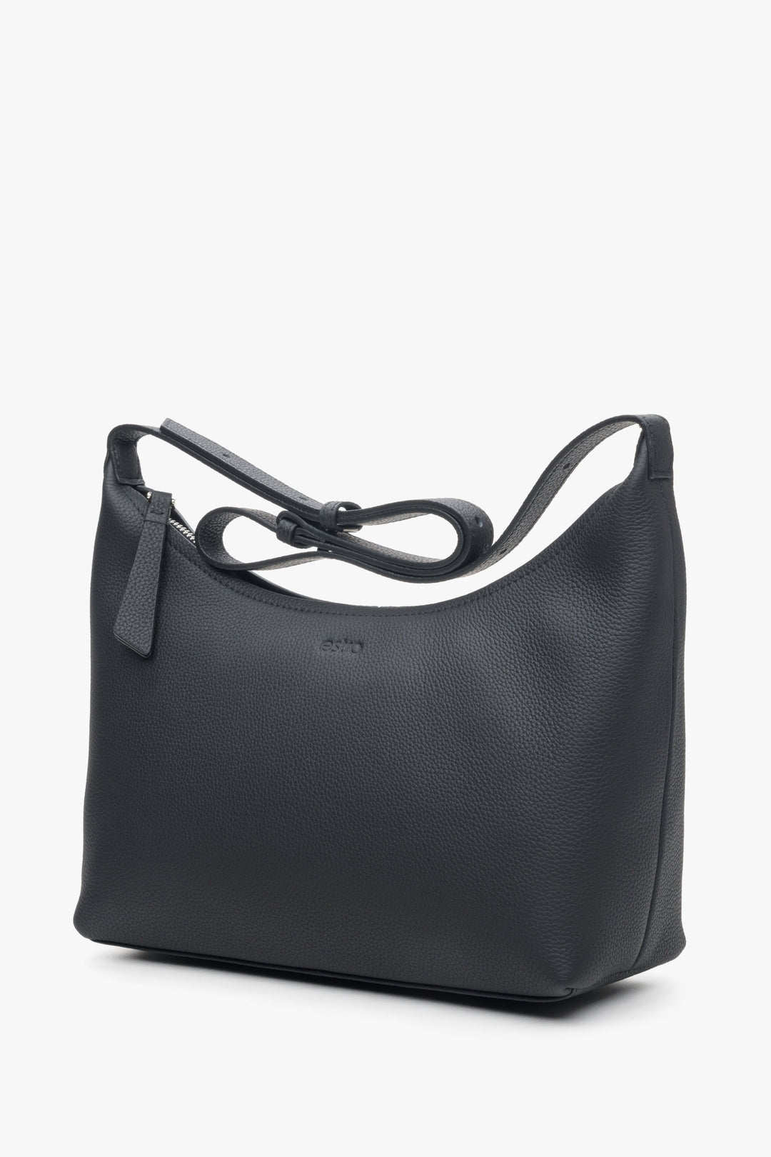 Schwarze Damen-Schultertasche aus echtem Leder von Estro.