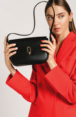 Schwarze Damen-Schultertasche aus echtem Leder Estro ER00109266.