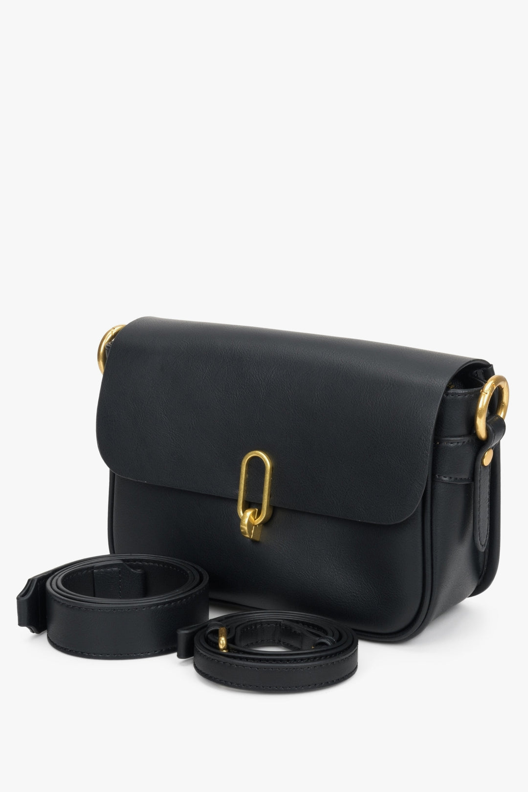 Damen-Schultertasche aus echtem schwarzem Leder von Estro.