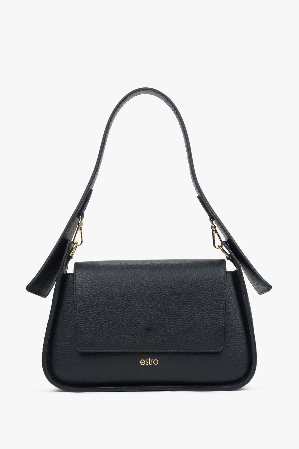 Schwarze Damen-Schultertasche aus edlem italienischem Echtleder Estro ER00116348.