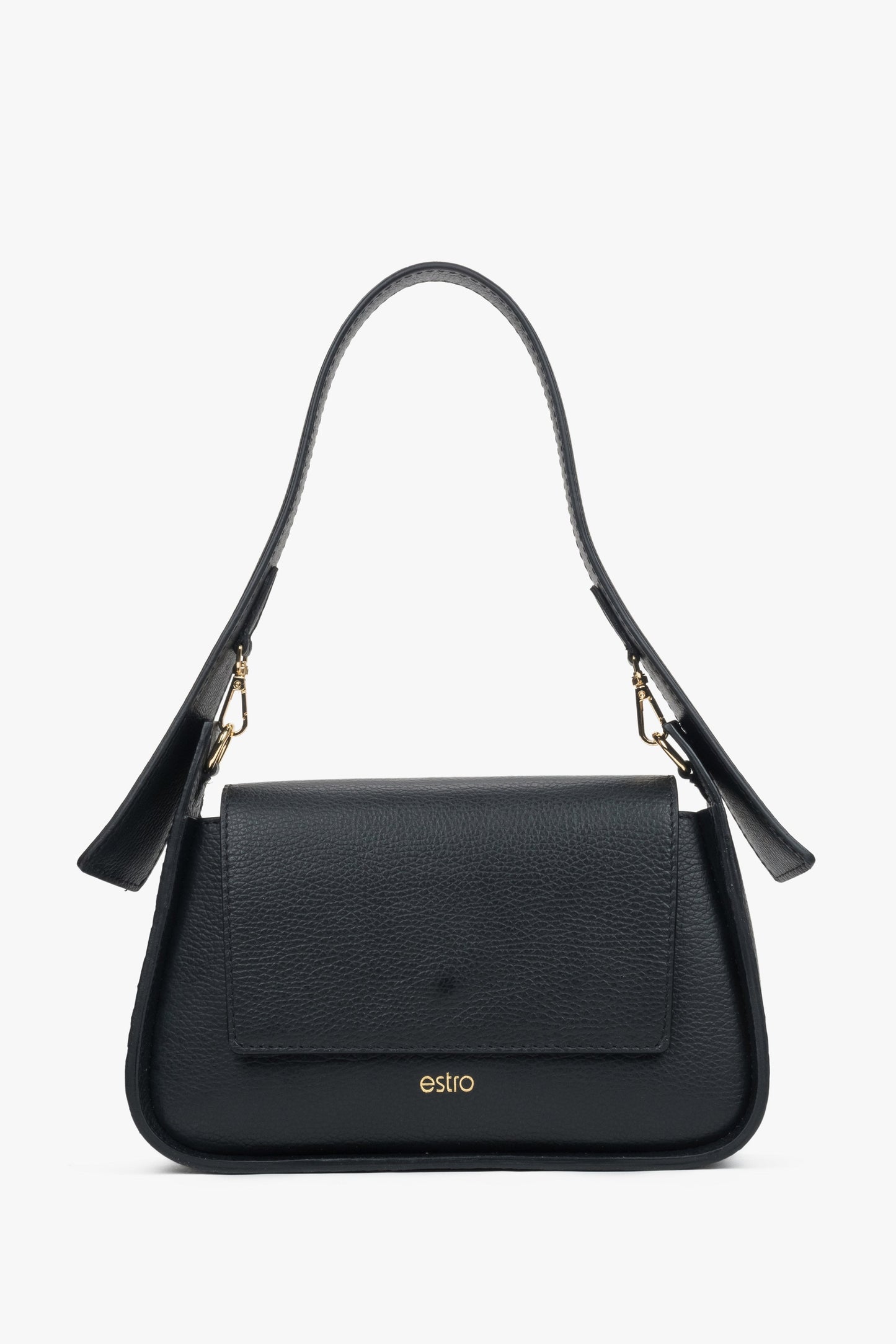 Schwarze Damen-Schultertasche aus edlem italienischem Echtleder Estro ER00116348.
