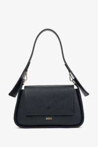 Schwarze Damen-Schultertasche aus edlem italienischem Echtleder Estro ER00116348.