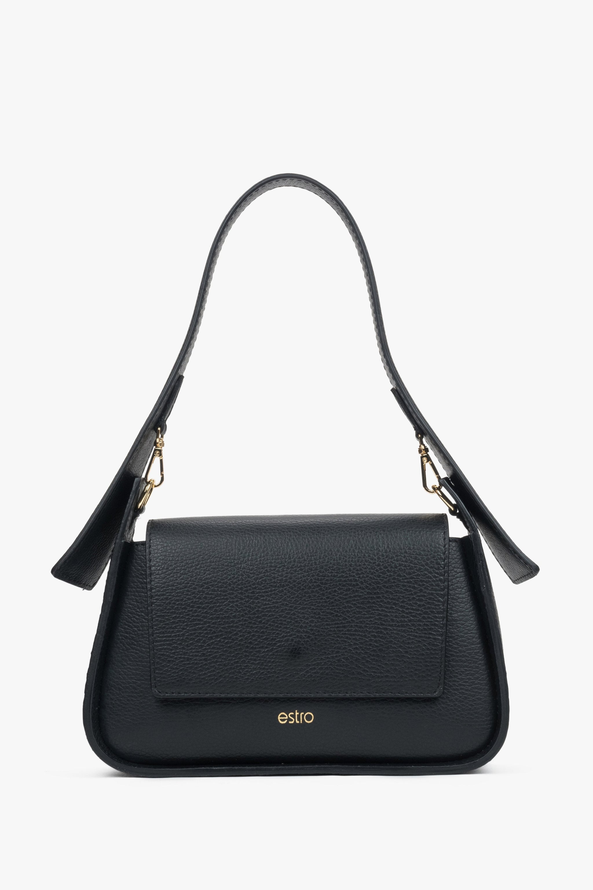 Schwarze Damen-Schultertasche aus edlem italienischem Echtleder Estro ER00116348.