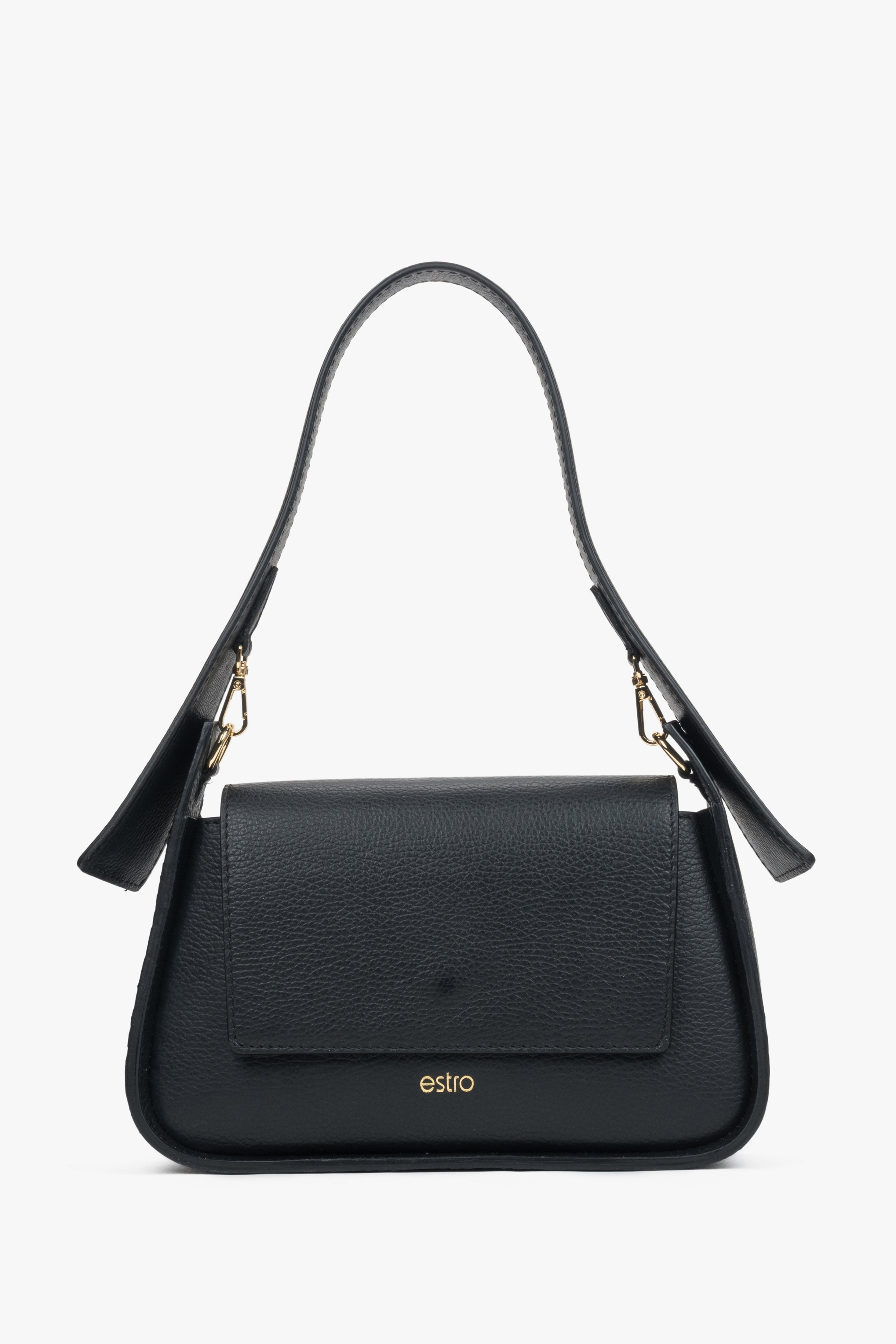 Schwarze Damen-Schultertasche aus edlem italienischem Echtleder Estro ER00116348.