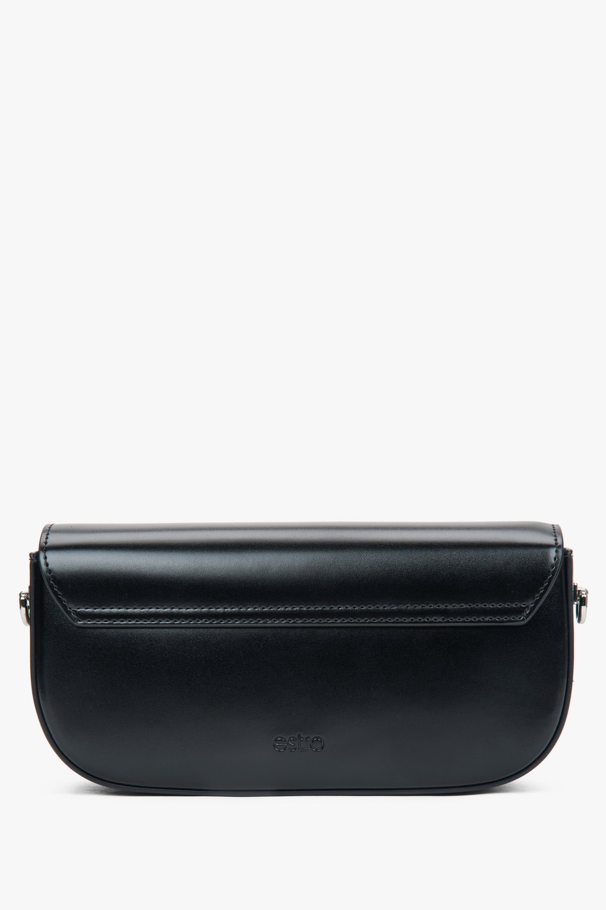 Rückansicht der minimalistischen schwarzen Damen-Schultertasche aus Glattleder