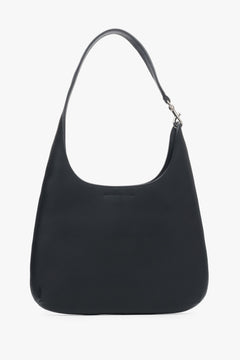 Frontansicht der dunkelbraunen Damen Shopper Tasche aus glattem Naturleder auf weißen Hintergrund.