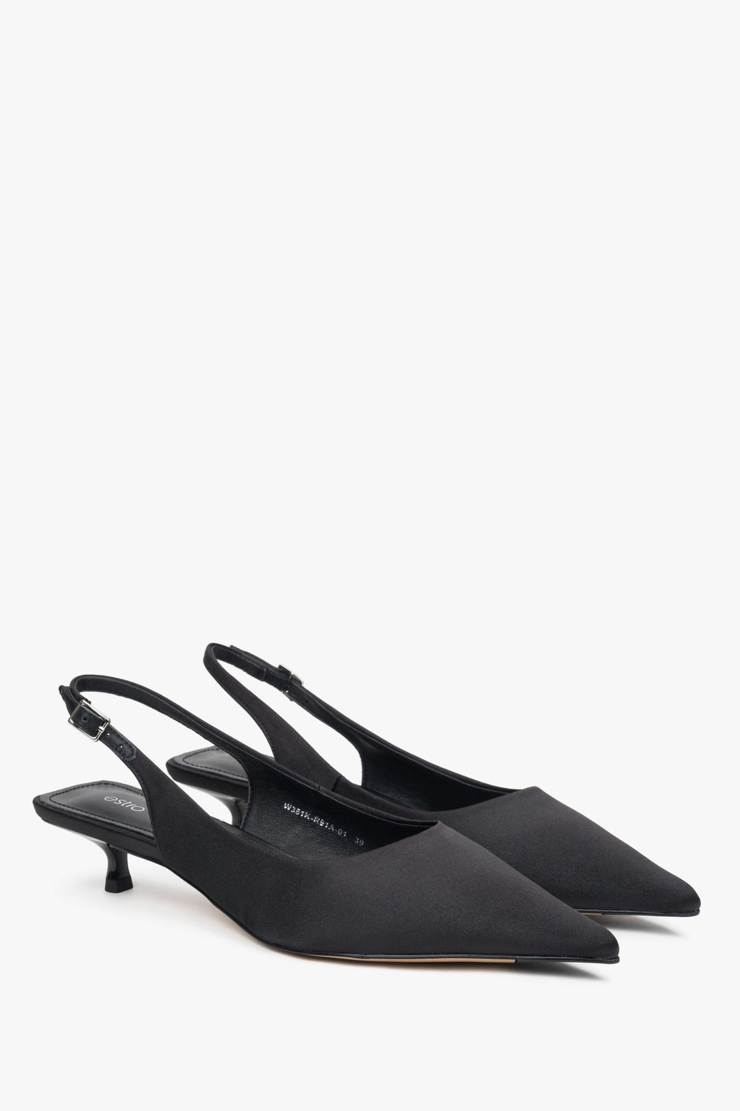 Elegante schwarze Slingback-Pumps mit feinem Textil, Estro ER00117208
