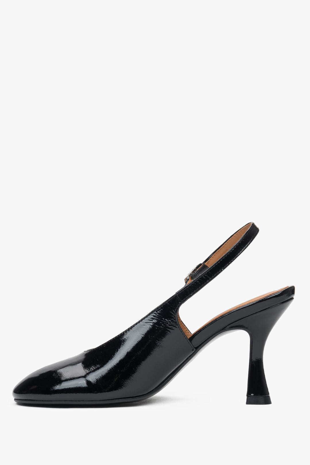 Elegante schwarze Slingback-Pumps aus italienischem Lackleder Estro ER00117101