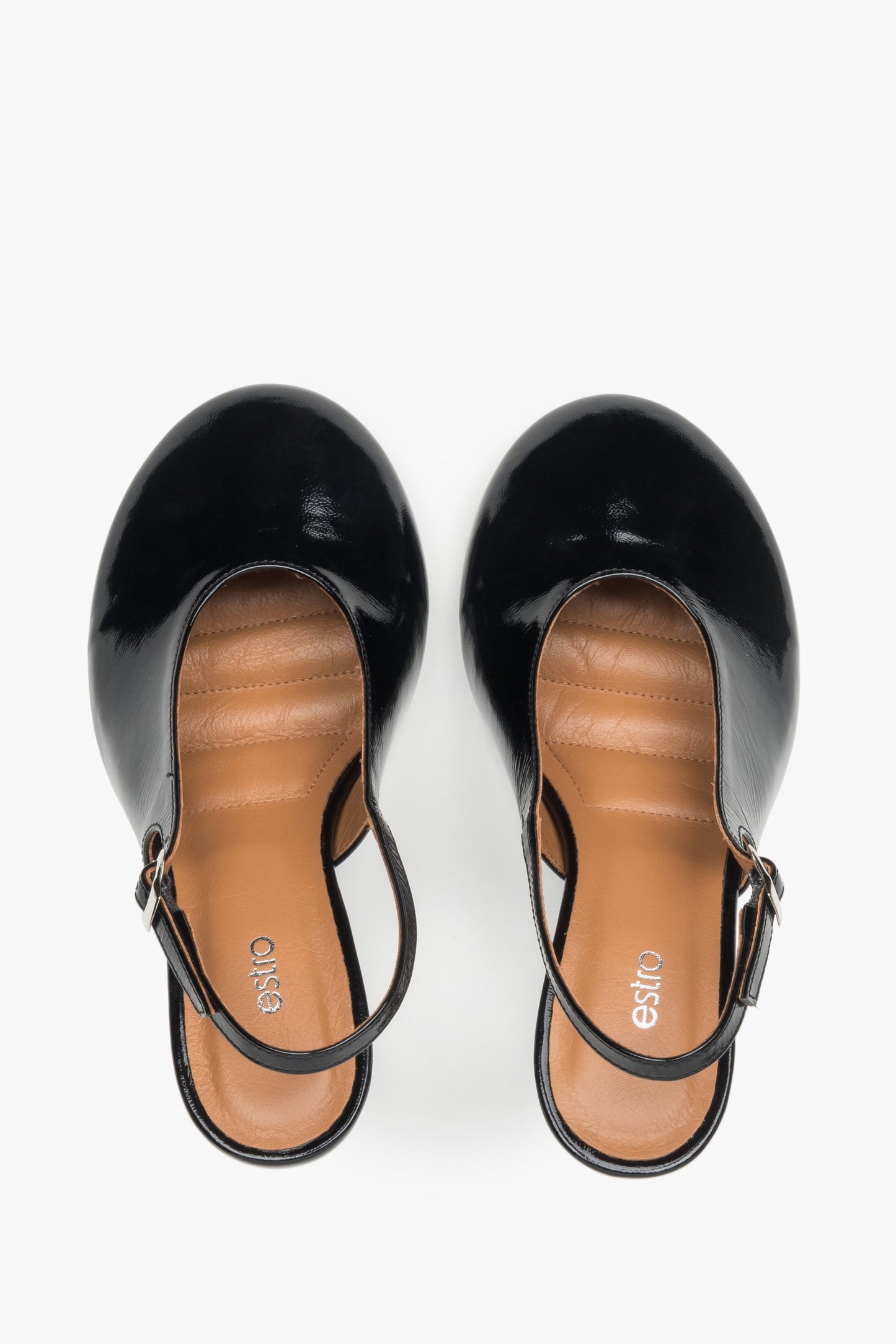 Glänzende Slingback-Schuhe für Damen aus italienischem Leder Estro ER00117101