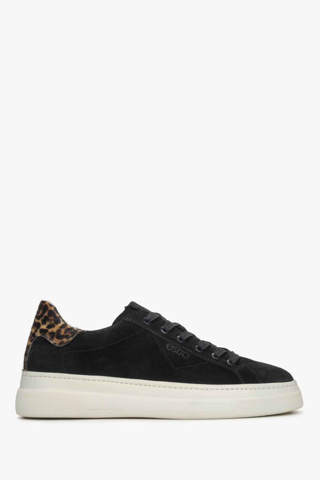 Schwarze Damen Sneaker mit Animal-Print aus echtem italienischem Velours ER00115645